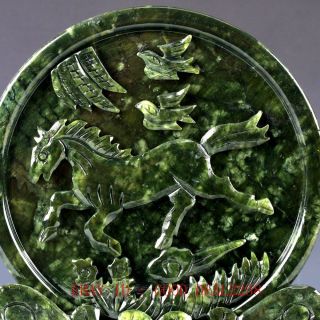 100 Natural Jade Handwork Carved Horse & Bird Screen NYF07 2