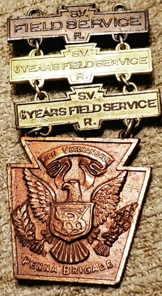 Rare 1890s Pennsylvania Brigade Civil War Sons Of Veterans Numbered Medal Badge