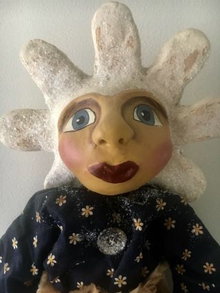 Primitive 24” Paper Mache Daisy Head Doll made by Folkgirl - Erikascupboard 2