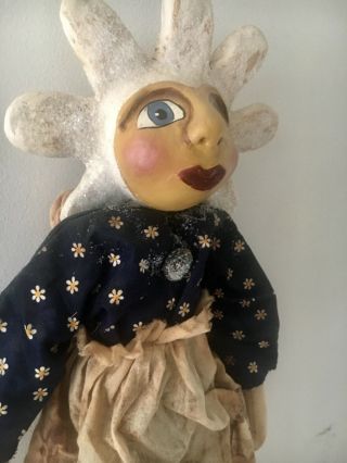 Primitive 24” Paper Mache Daisy Head Doll made by Folkgirl - Erikascupboard 3