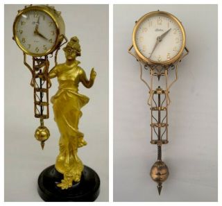 Vintage Linden Swinging Arm Clock Lady Statue Part Rare Gold