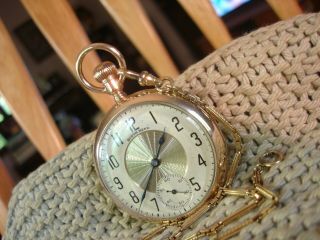 SOUTH BEND MODEL 219 19J 1924 POCKET WATCH W SOUTH BEND CASE & GOLD FILLED CHAIN 2