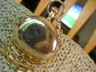 SOUTH BEND MODEL 219 19J 1924 POCKET WATCH W SOUTH BEND CASE & GOLD FILLED CHAIN 4