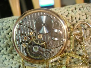 SOUTH BEND MODEL 219 19J 1924 POCKET WATCH W SOUTH BEND CASE & GOLD FILLED CHAIN 8