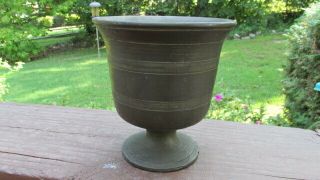 Vintage Antique Bronze? Brass? Apothecary Mortar Footed 2 1/2 Pounds