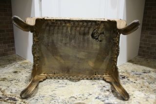 Antique Cast iron footstool metal / wood 7