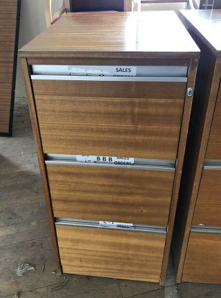 3 - Drawer All Wood Filing Cabinets Best Quality 60s - 70s Wooden Carcass