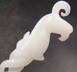 100 Handmade Carving Statue Natural White Jade Hairpin Hollowed Phoenix 2