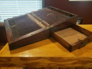 Antique Victorian Wooden Portable Traveling Sloping Writing Desk