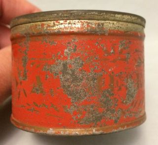 Antique Primitive Hand Made Childs Size Tin Cup W/original Red Paint 