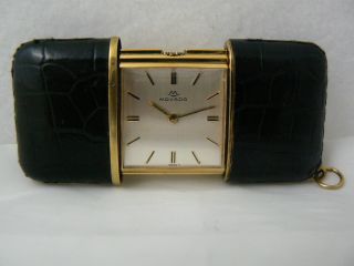 Movado Ermeto Automatic Watch Black Exotic Skin Old Stock Vintage 1950 