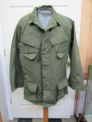 Us Vietnam Era Jungle Jacket Shirt Ripstop Poplin 1970 Large Long Og 107 Nos