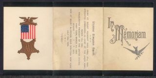 1885 Death Of Ulysses S.  Grant Gar Memorial Mourning Card In Memoriam