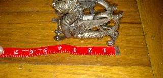 2 Antique Victorian mystical winged lion silver plate figural candlestick 2