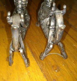 2 Antique Victorian mystical winged lion silver plate figural candlestick 3