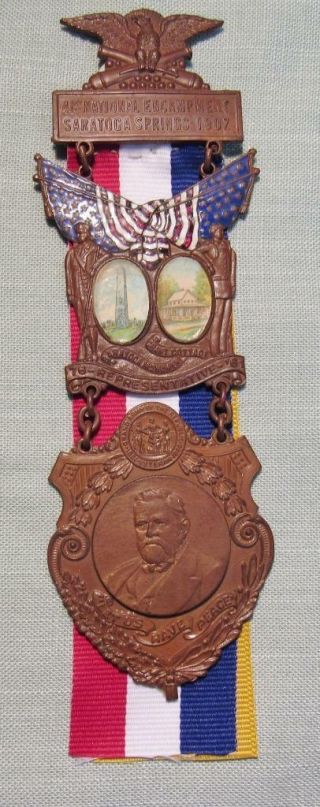 1907 National Gar Encampment Delegate Badge - Saratoga Springs,  York