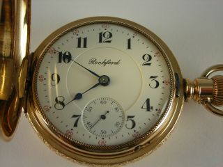 Antique 18s Rockford 21 jewel grade 805 Rail Road Hunter pocket watch.  made 1899 2