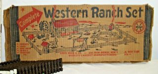 Marx Western Ranch Cowboy Playset Boxed With Building 1950s 899