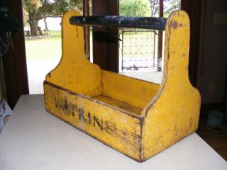 Vintage Yellow Garden Hand Tool Box Watkins 3