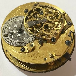 Rare Antique Godefroy Paris Verge Fusee Pocket Watch Movement With Dial & Hands
