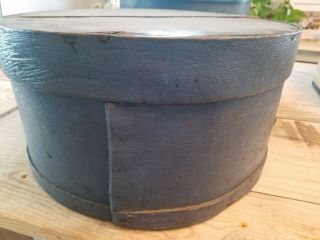 Antique Primitive Round 16 " Pantry Cheese Box Blue Color Paint