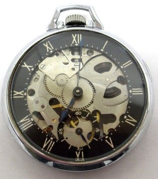 Vtg 1939 Girard - Perregaux Shell Oil Skeleton Pocket Watch 7j 10s