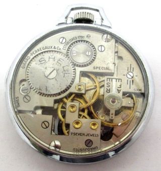 Vtg 1939 Girard - Perregaux Shell Oil Skeleton Pocket Watch 7J 10S 2