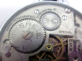 Vtg 1939 Girard - Perregaux Shell Oil Skeleton Pocket Watch 7J 10S 3