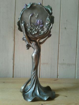 Art Noveau design bronze effect female figural clock 4