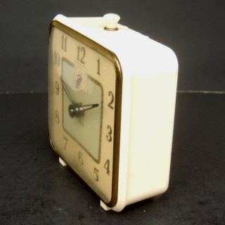 Vintage Rex Wind Up Square Alarm Clock Made in U.  S.  A.  Classic 60s 3