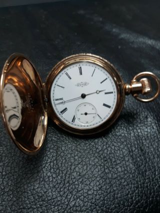 Elgin Pocket Watch Gold Filled White Román Numbers Running