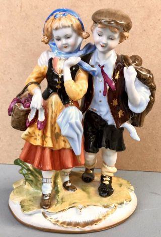 Richard Klemm Dresden Porcelain Figurine Girl And Boy