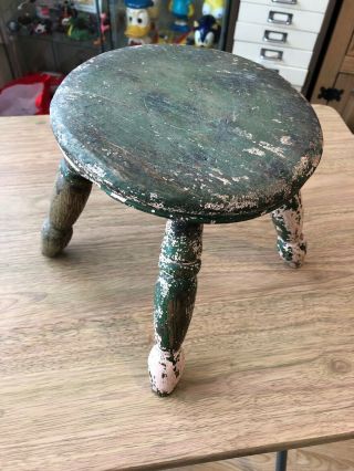 Vintage Small Wooden Stool Plant Stand