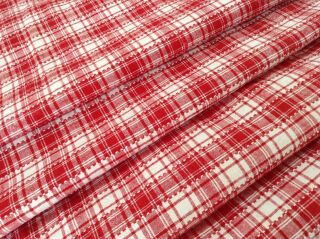 Antique Vintage French Kelsch Red And White Check Linen