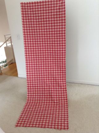 Antique Vintage French Kelsch red and white check linen 2