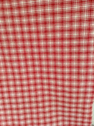Antique Vintage French Kelsch red and white check linen 3