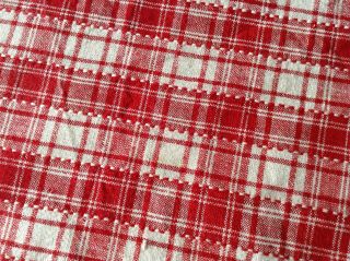 Antique Vintage French Kelsch red and white check linen 4