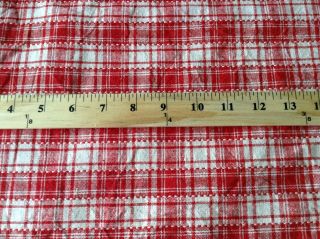 Antique Vintage French Kelsch red and white check linen 7