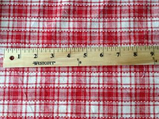 Antique Vintage French Kelsch red and white check linen 8