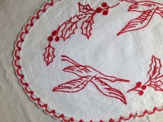 Antique/vintage French Doily - Redwork - Red Embroidery - Red Lace - Alsace