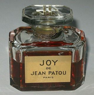 Vintage Jean Patou Joy Perfume Bottle 1 Oz Baccarat - Open - 1/2 Full - 2 1/4 "