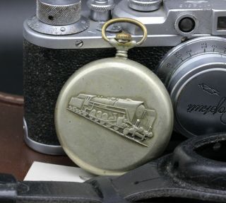 Vintage Military 3602 Train Pocket Watch,  WWI Style Leather WRISTBAND MJ04 3
