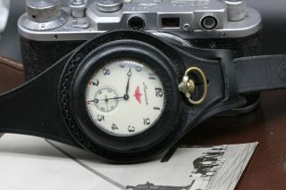 Vintage Military 3602 Train Pocket Watch,  WWI Style Leather WRISTBAND MJ04 5