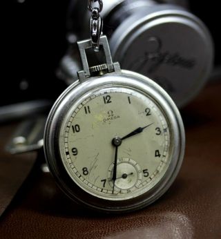 Rare Type Stainless Steel Vintage Omega Pocket Watch Swiss Made Retro Gift