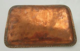 VINTAGE ARTS AND CRAFTS COPPER SERVING TRAY etched pattern with patina 4