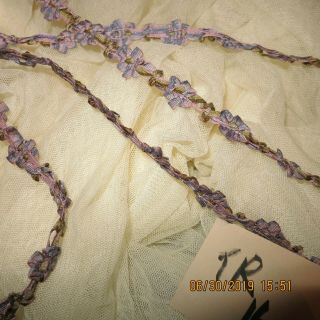 ROSETTE PASSMENTERI ROCOCO OMBRE plum blue ANTIQUE DOLL TRIM HAT 80 