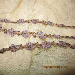 ROSETTE PASSMENTERI ROCOCO OMBRE plum blue ANTIQUE DOLL TRIM HAT 80 