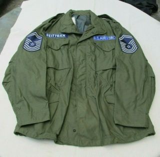 72 - C Usaf Air Force Chief Master Sergeant M - 65 Field Jacket Medium Regular