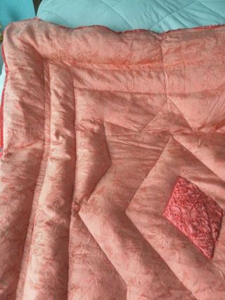 Vintage feather filled Eiderdown double bed cover duvet satin embossed design 5