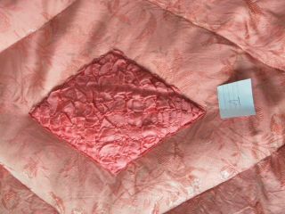 Vintage feather filled Eiderdown double bed cover duvet satin embossed design 7